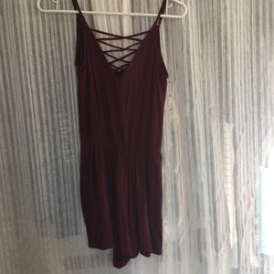 Maroon and black romper